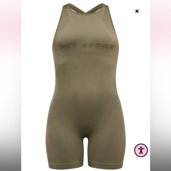 FREE w/ PURCHASE NWT PrettyLittleThing Olive Seamless Strappy Gym Unitard - Picture 3 of 8